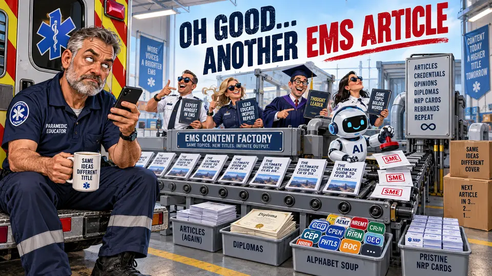 A tongue-in-cheek EMS article factory producing endless expert opinions